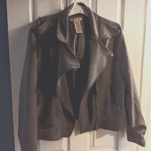 Grey Faux Suede Jacket